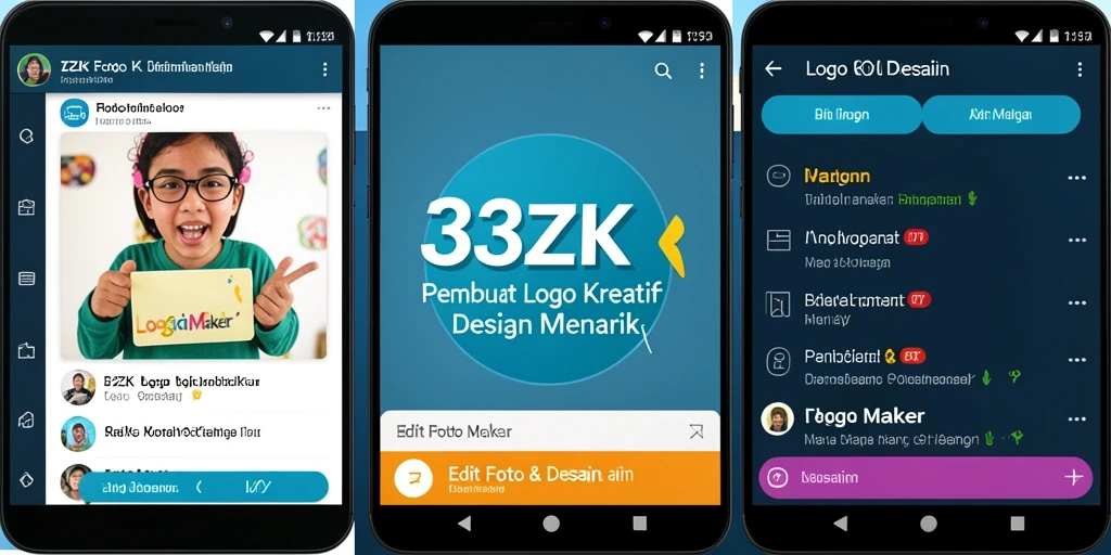 Tampilan antarmuka aplikasi 33ZK untuk pembuatan logo yang kreatif.