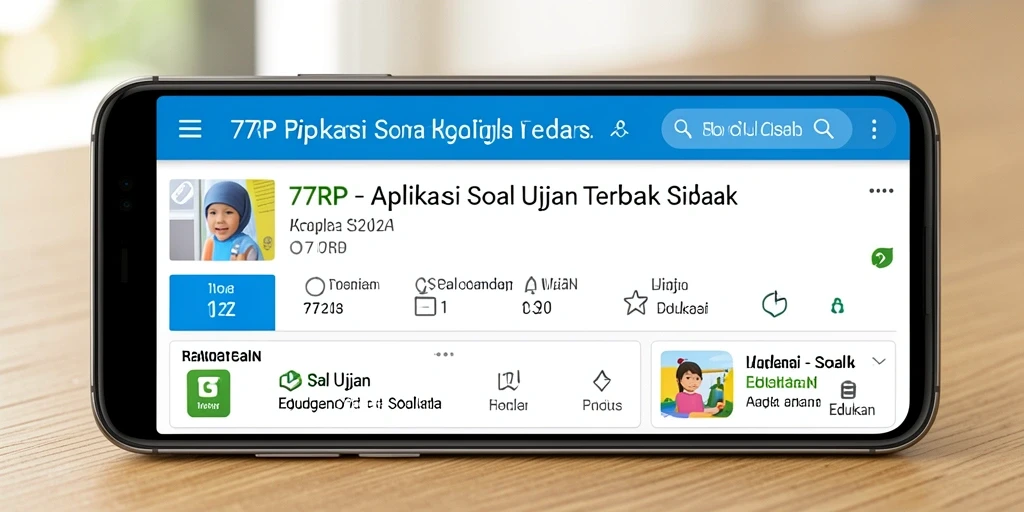 Tampilan antarmuka aplikasi Soal Ujian 77RP yang menarik dan interaktif.