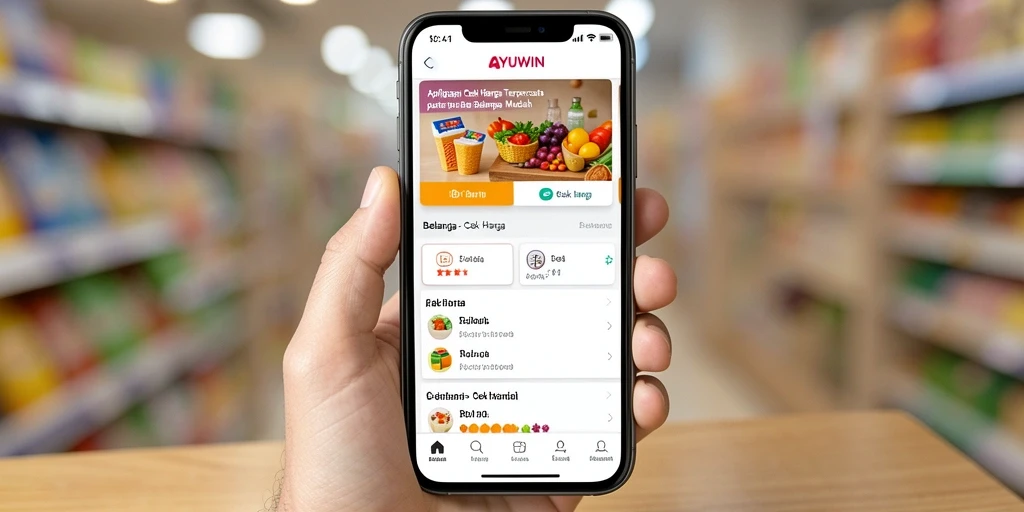 Antarmuka AYUWIN menampilkan fungsi cek harga dengan jelas.