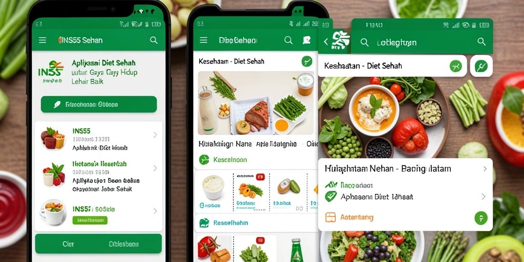 Tampilan antarmuka aplikasi Diet Sehat INS55 yang menarik.