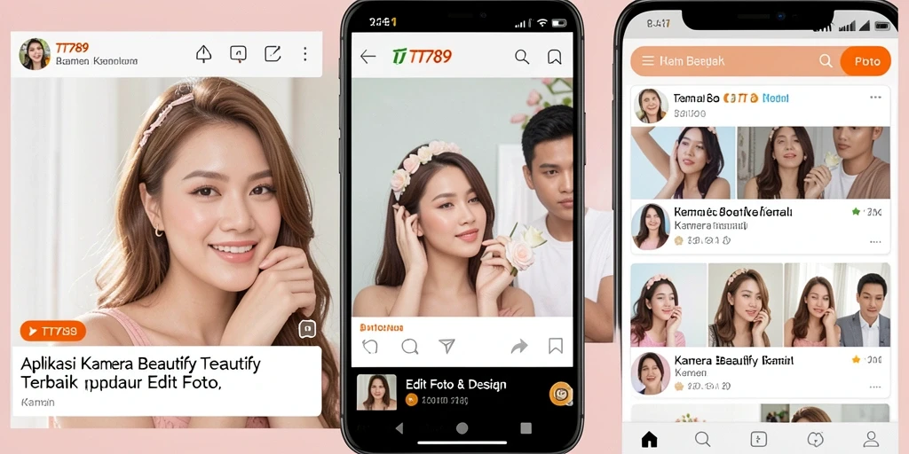 Antarmuka aplikasi TT789 dengan fitur Kamera Beautify yang menarik.
